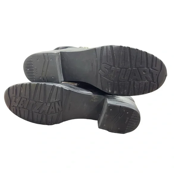 Stuart Weitzman Black Moto Biker Studded Calf Leather Boots size 6 - Picture 5 of 8